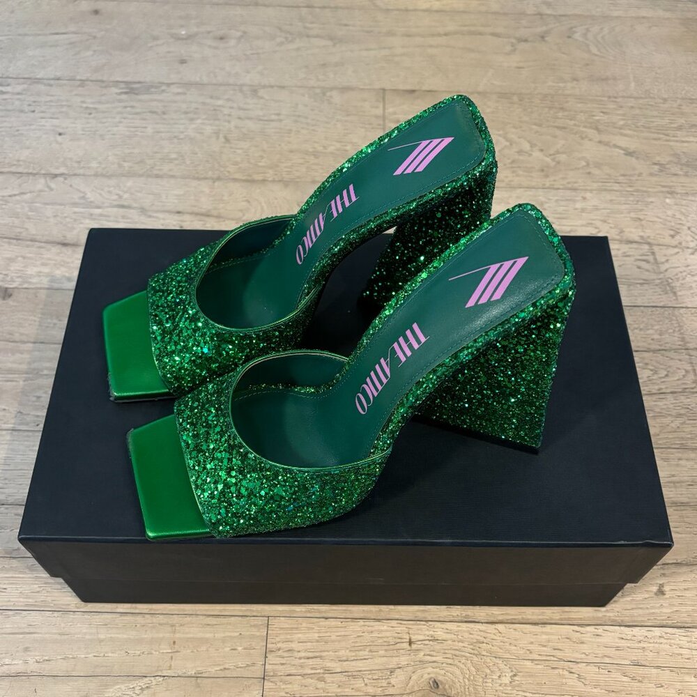 The Attico Devon Mule Green Glitter